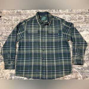 Woolrich Green/Yellow/Navy Plaid Button-Up Shirt Men’s Size XXL